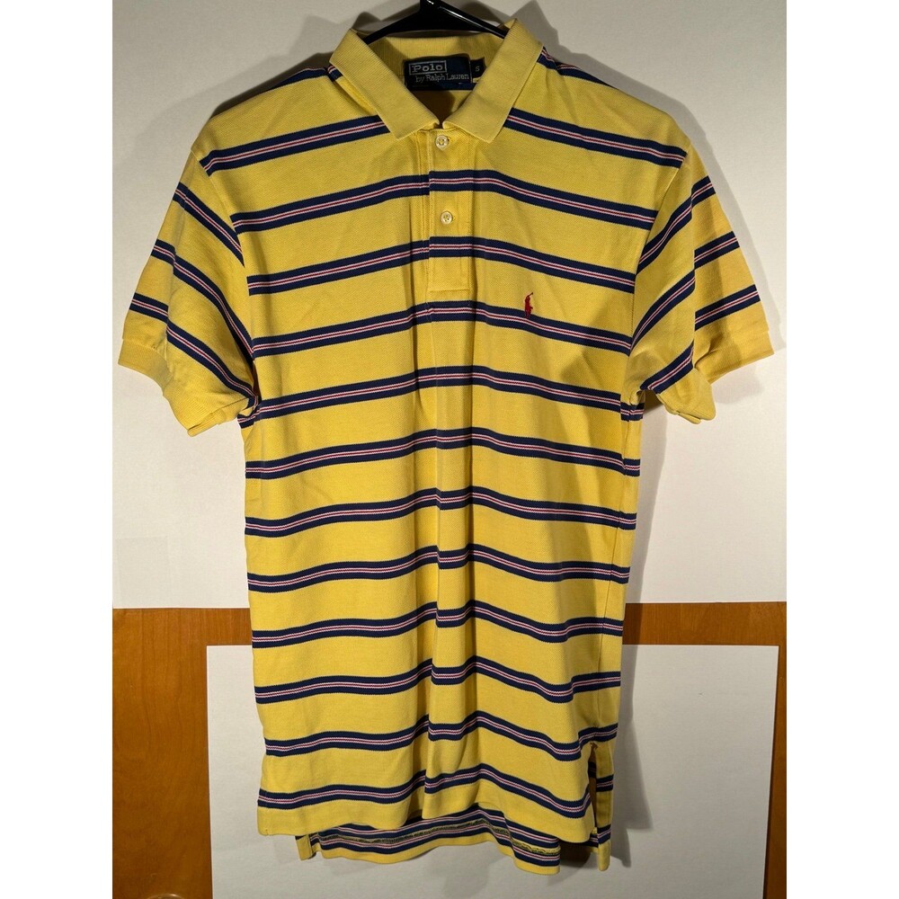Polo Ralph Lauren Yellow Striped Shirt Sz Small Golf‎ Dress Casual